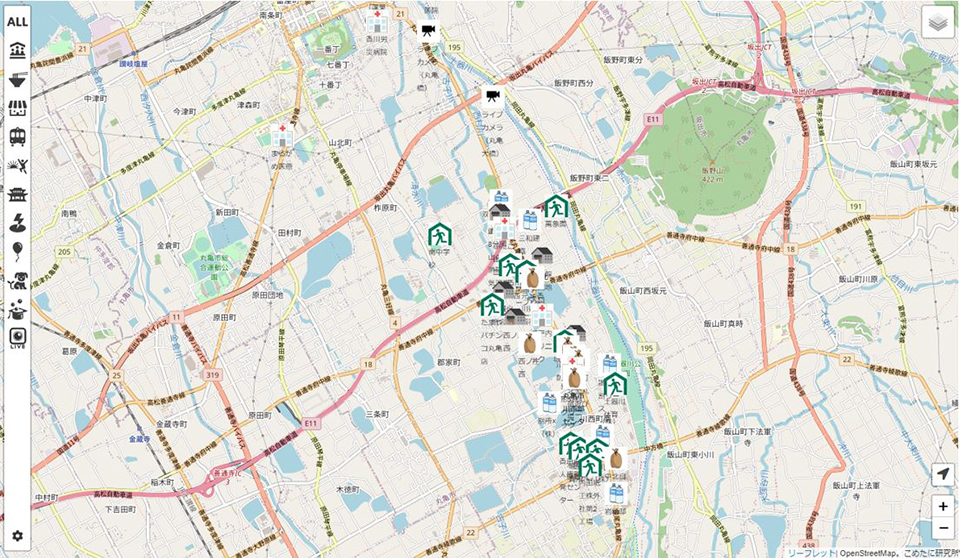 図3 川西防災マップの展開情報