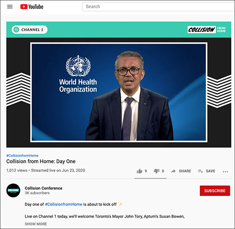 YouTubeでの「CHANNEL 1」の配信