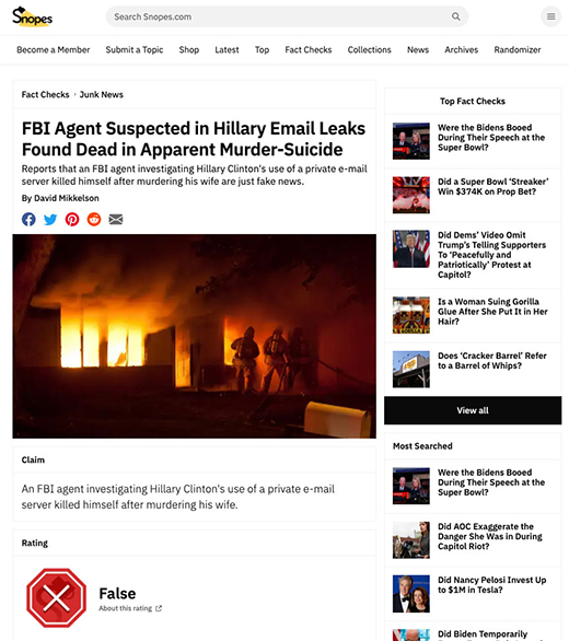 ニュースなどの事実確認サイトSnopes