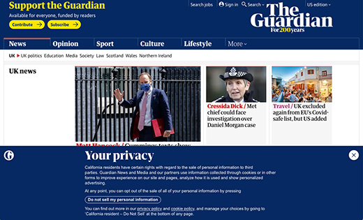 The Guardian紙のサイト