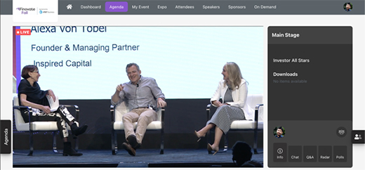 Fidelity InvestmentsのRobin Weiss氏、Bain Capital VenturesのMatt Harris氏、Inspired CapitalのAlexa von Tobel氏のパネル