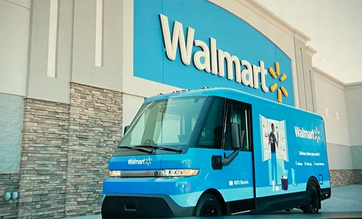 Walmartが配送に利用するBrightdropのバン。筆者がバーチャルプレゼンを撮影